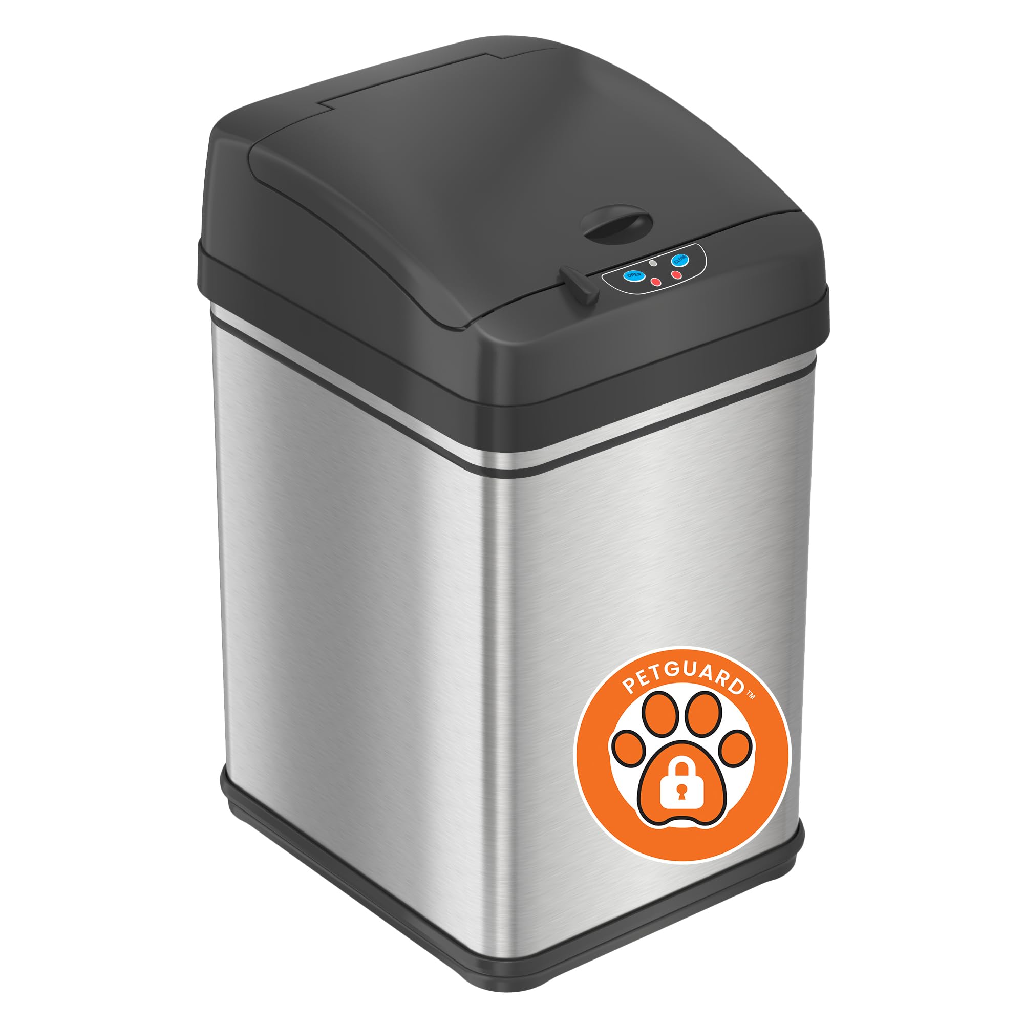 iTouchless stainless steel front view showing sleek hygienic design and fingerprint resistance