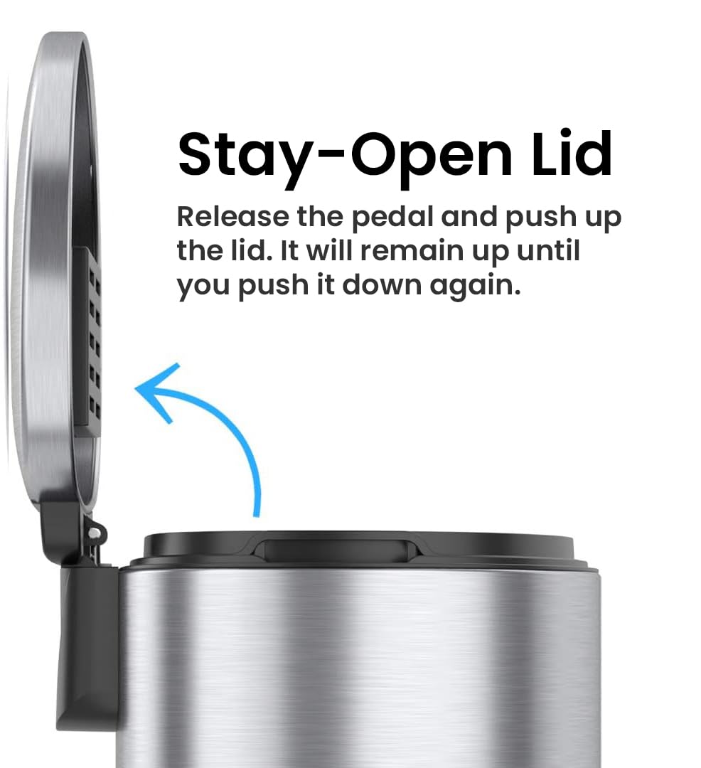 iTouchless SoftStep AbsorbX filter installed inside lid to neutralize odors and freshen air