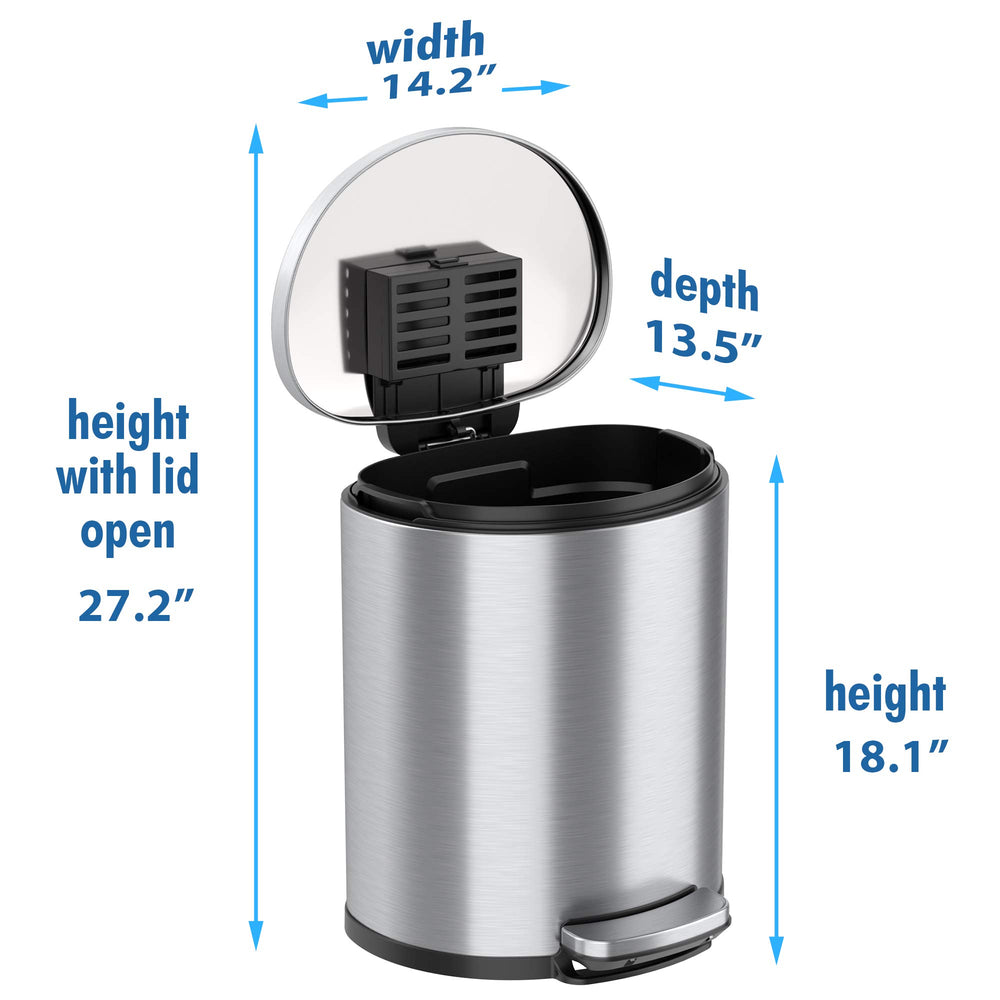 iTouchless SoftStep in bedroom beside nightstand for compact, odor-controlled waste solution