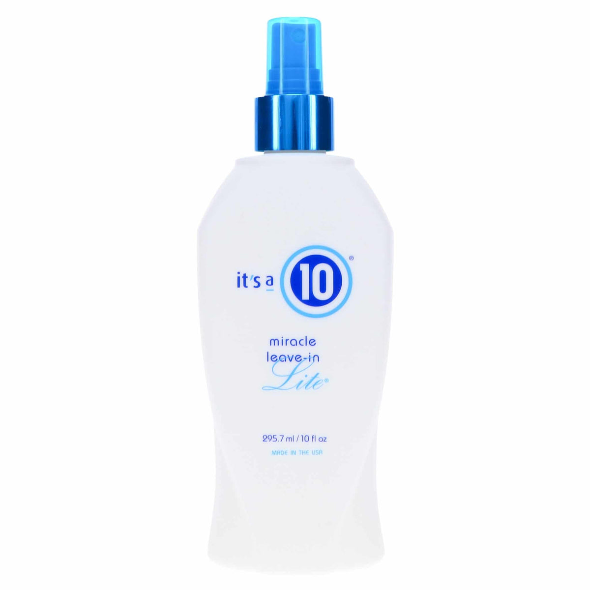 It's a 10 bottle front view showing lightweight formula and easy pump benefit