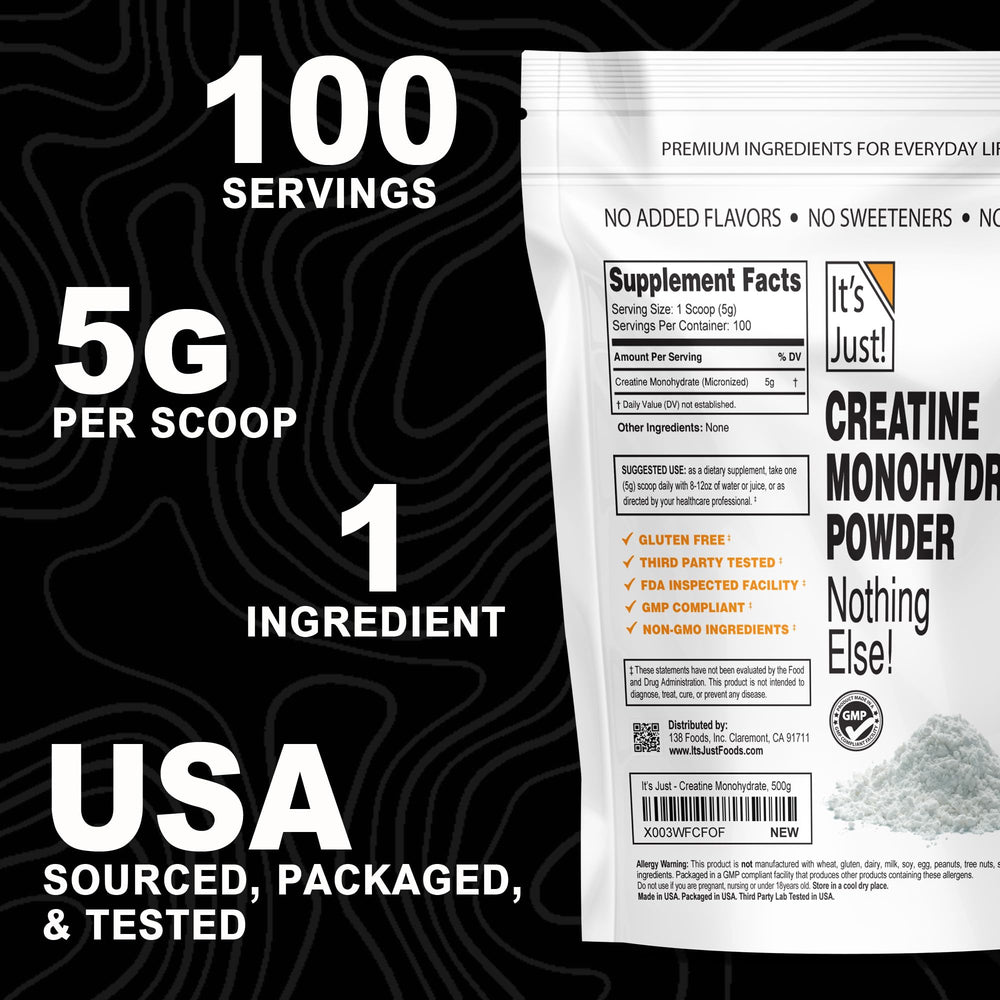 It's Just! measuring scoop over smoothie showing compatibility with shakes and beverages