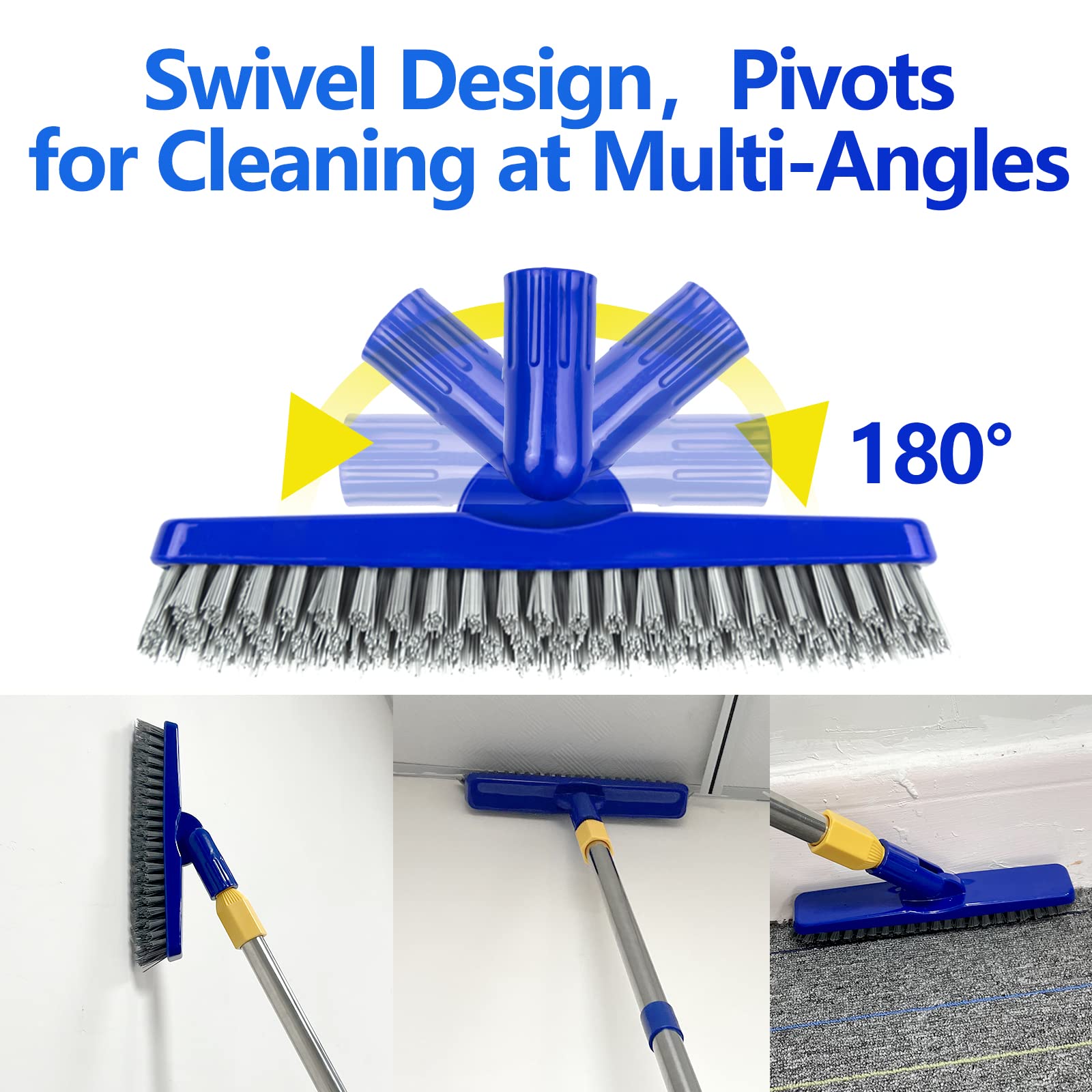 ITTAHO grout brush cleaning shower tile in use, keeps you standing and reduces strain