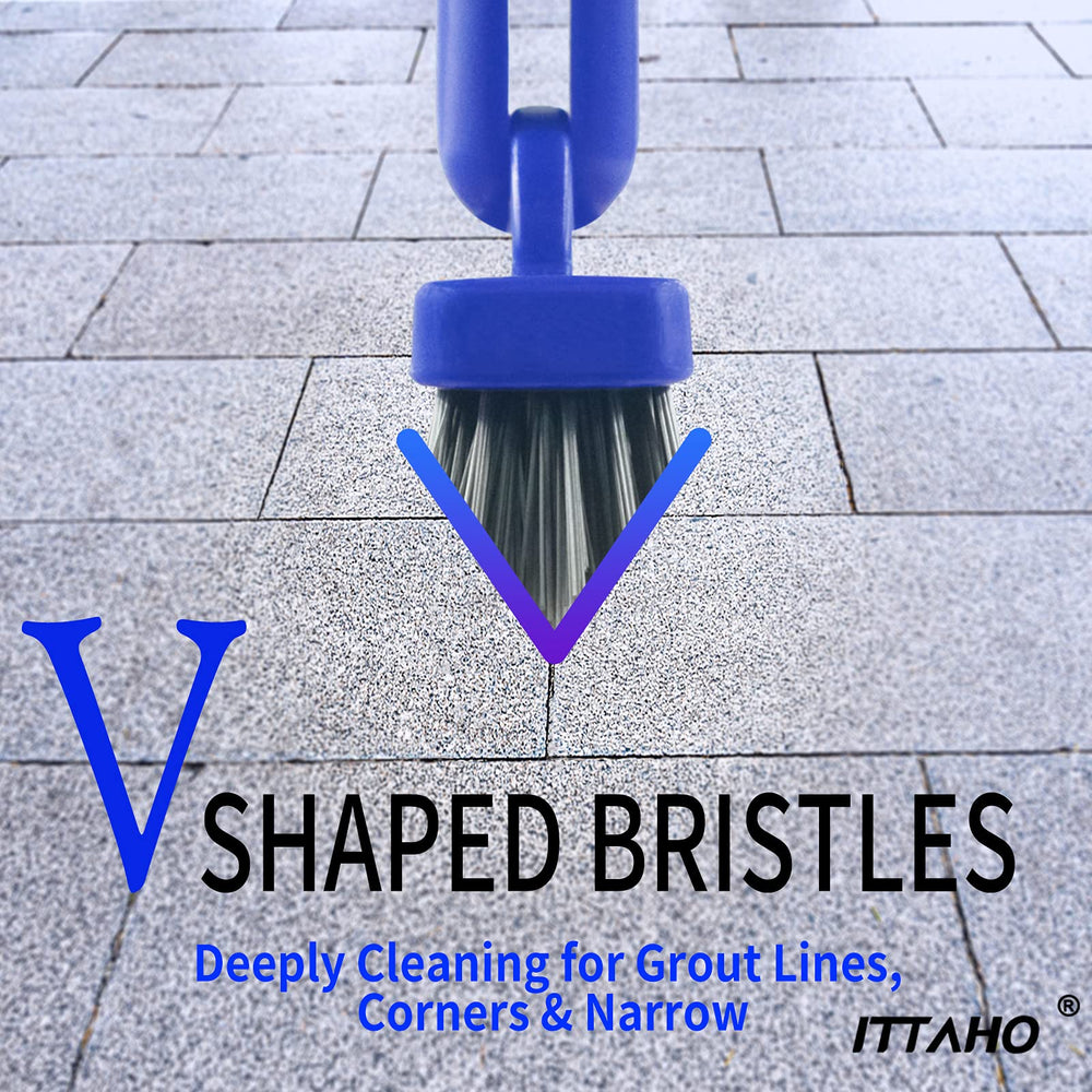 ITTAHO telescoping stainless steel handle fully extended, reaches high tiles easily