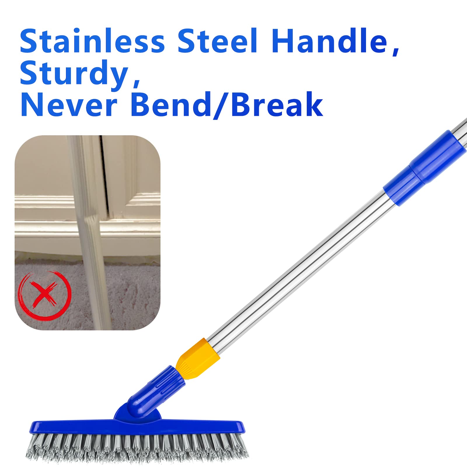 ITTAHO close-up of V-shape bristles focusing in grout line, removes dirt effectively