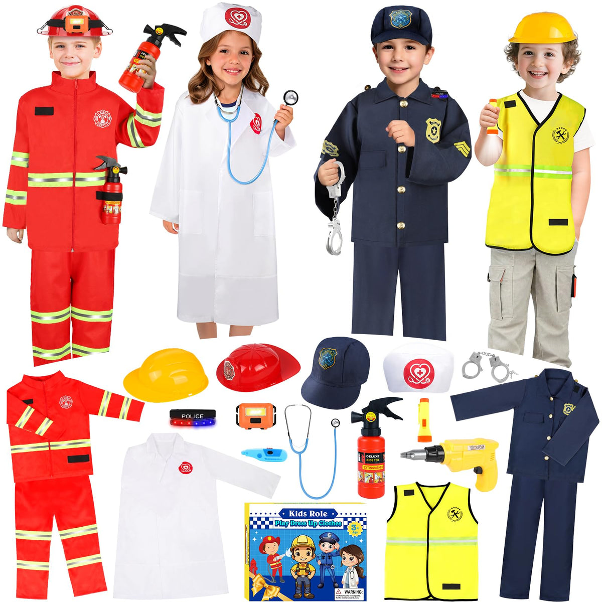 IVENRXIU front packaging view showing four career costumes and included accessories
