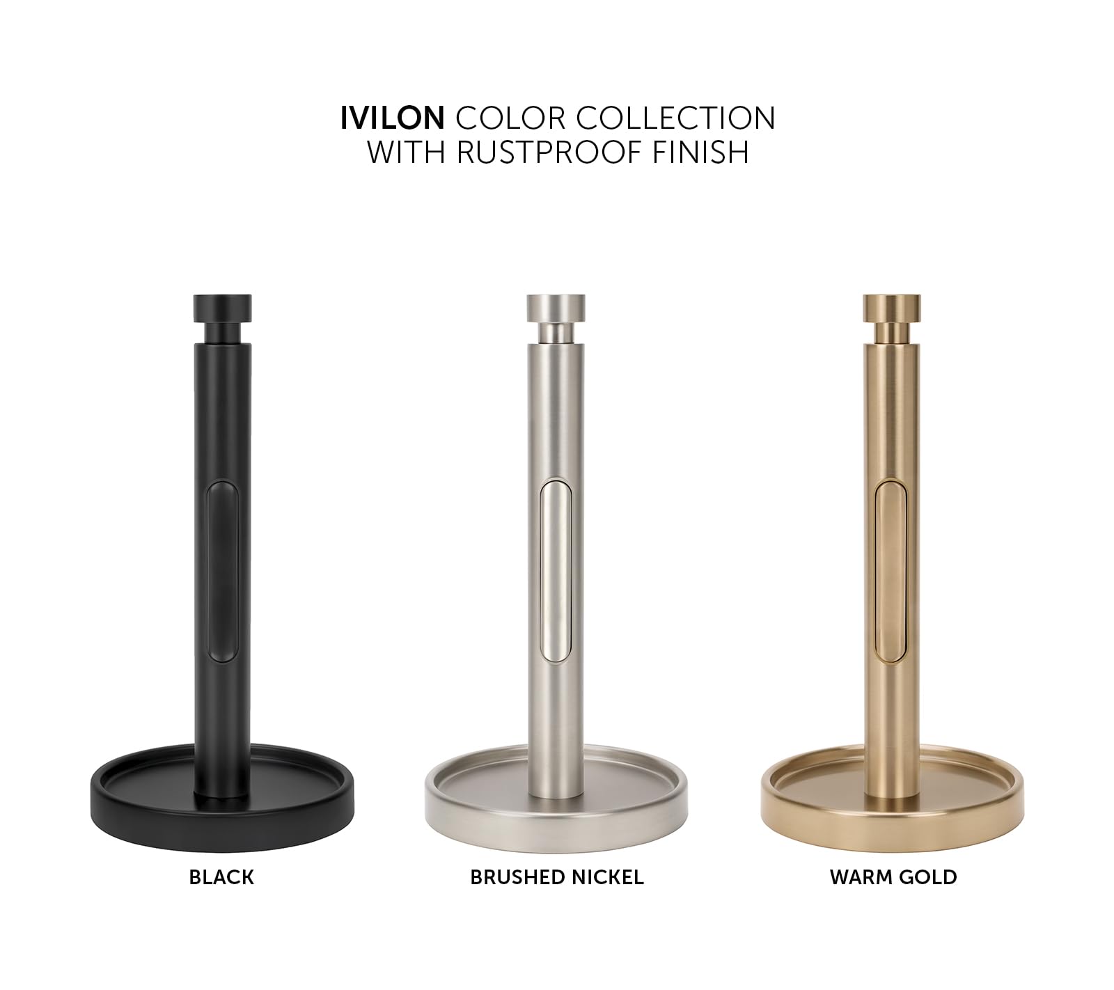 Ivilon next to standard and jumbo rolls demonstrating universal fit and capacity