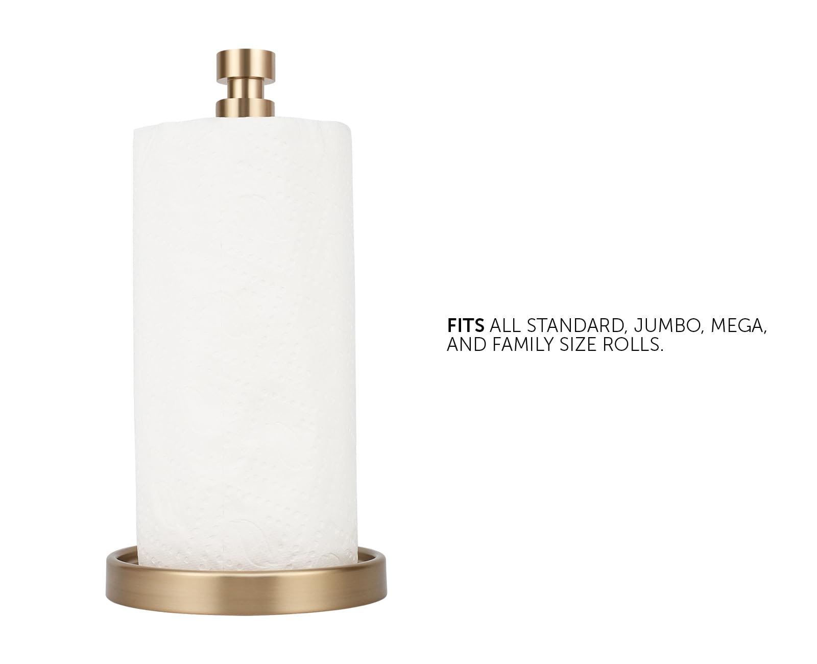 Ivilon warm gold beside various roll sizes illustrating compatibility with jumbo rolls