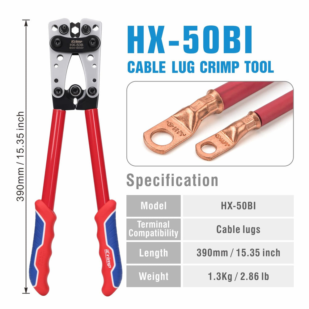 IWISS hex crimp imprint on lug demonstrating strong low-resistance connection