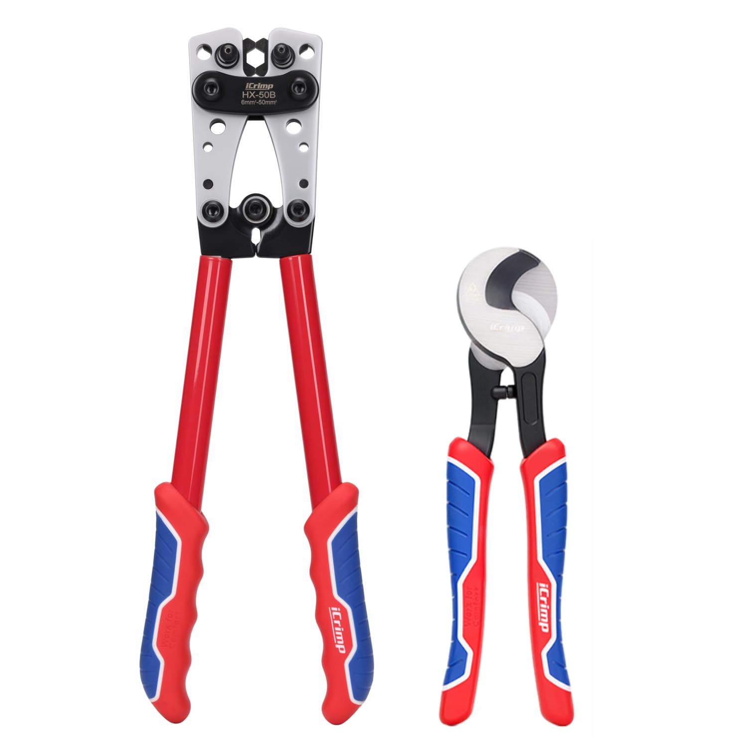 IWISS iCrimp front view showing tool handles and die housing for durable crimps
