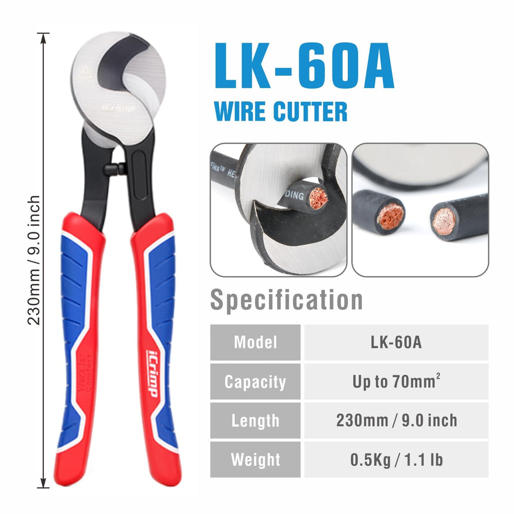 IWISS LK-60A cutter blade showing hardened bevel for clean copper cuts