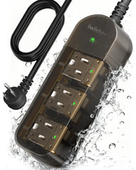 iwister front view showing weatherproof power strip and outlets for safe outdoor use