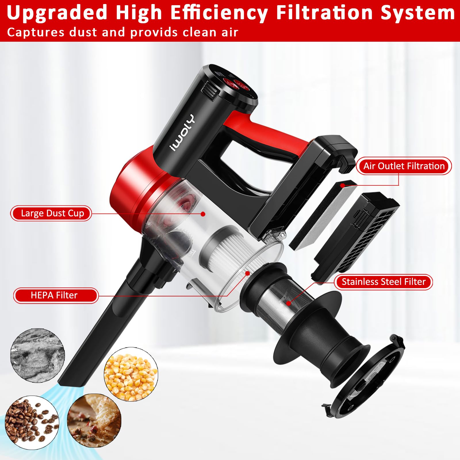 iwoly C150 used handheld inside car, ideal for seats and tight crevices cleaning