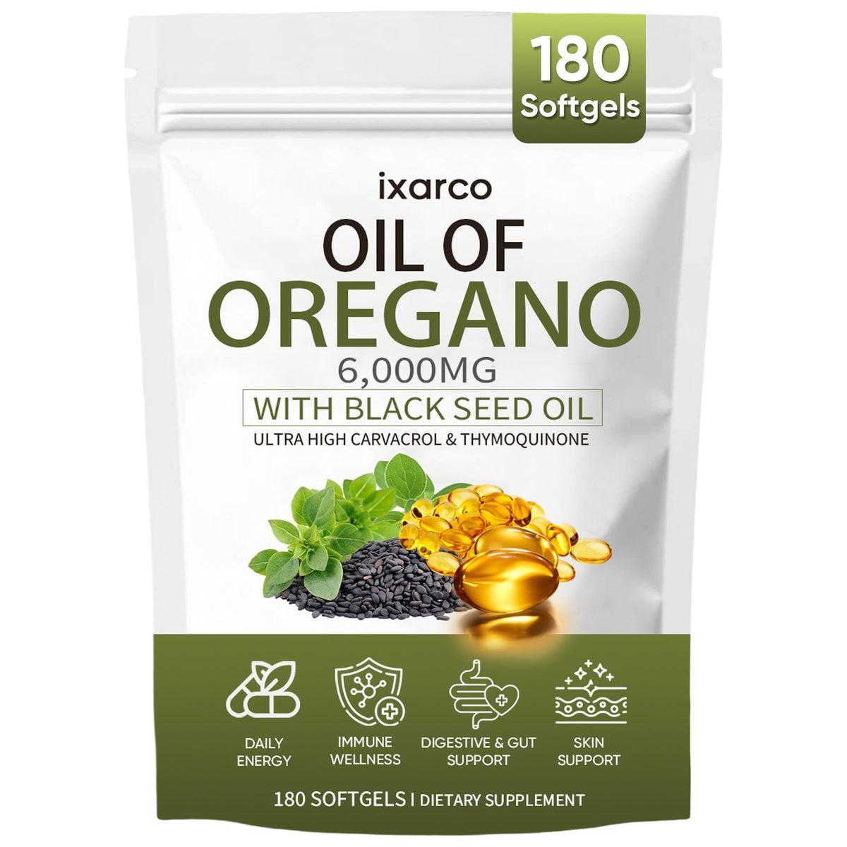 ixarco front label bottle showing product identity and benefits
