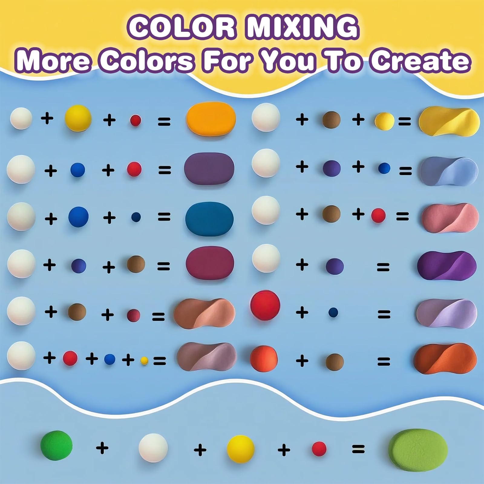Ixiaoyoo blended clay colors on board showing custom shade mixing benefit