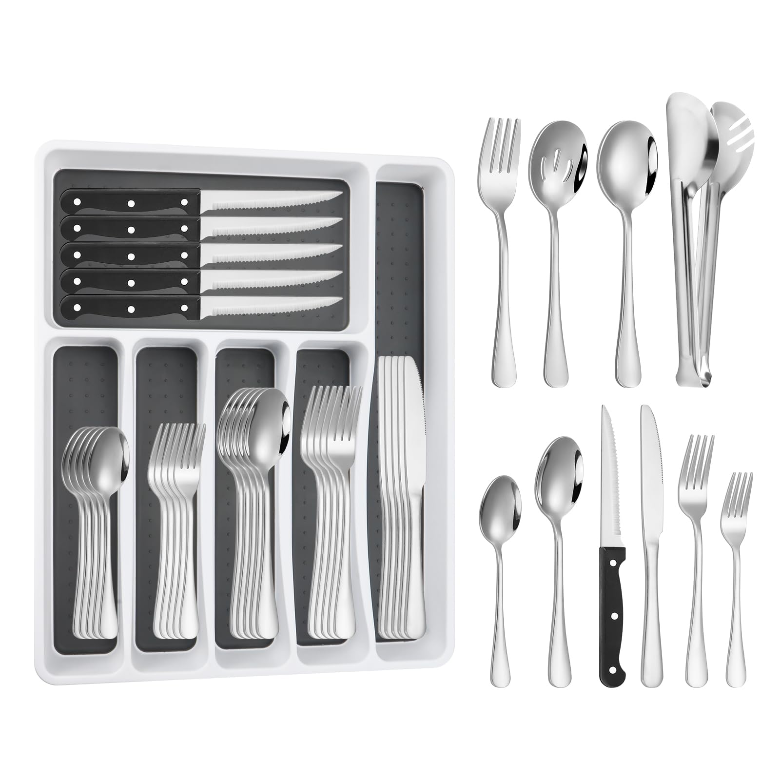 Izurok front view of full 53-piece set showing elegant polished finish and comprehensive contents