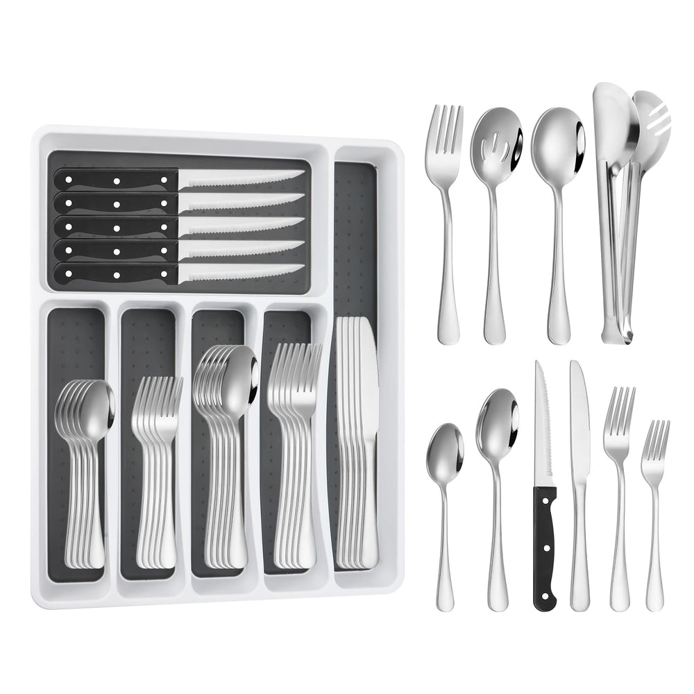 Izurok front view of full 53-piece set showing elegant polished finish and comprehensive contents