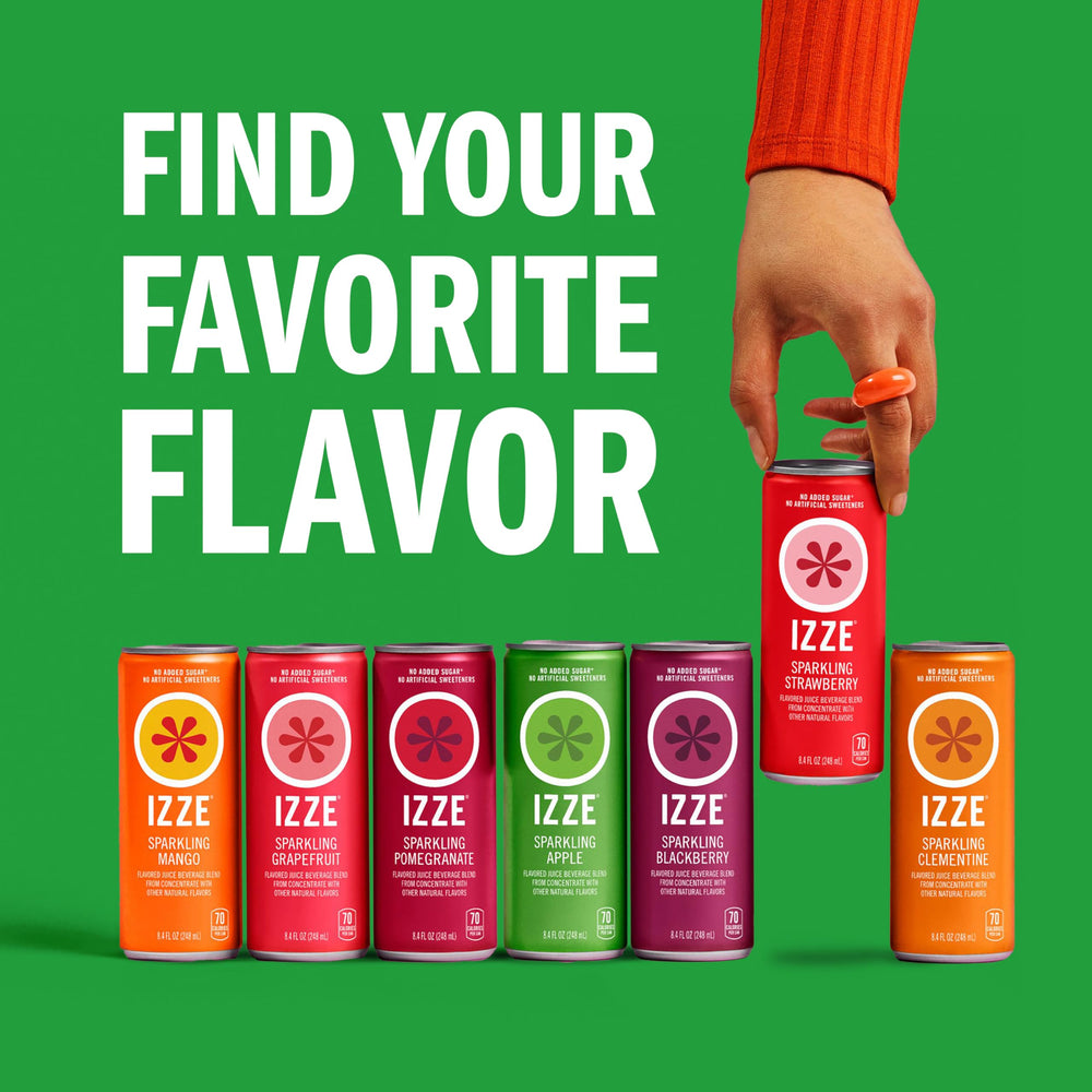 IZZE apple poured into glass with ice showcasing vibrant color and fizz