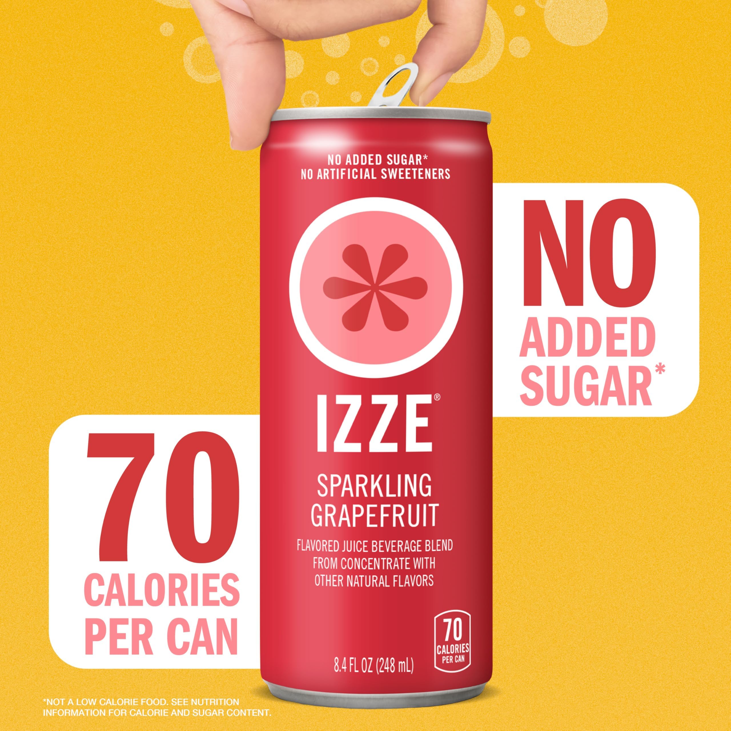 IZZE grapefruit cans displayed at picnic showing party-ready portability