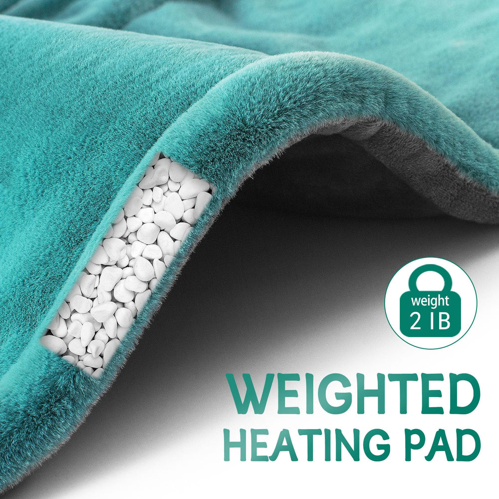 IZZUBIZ heating pad in use on couch offering soothing warmth while resting
