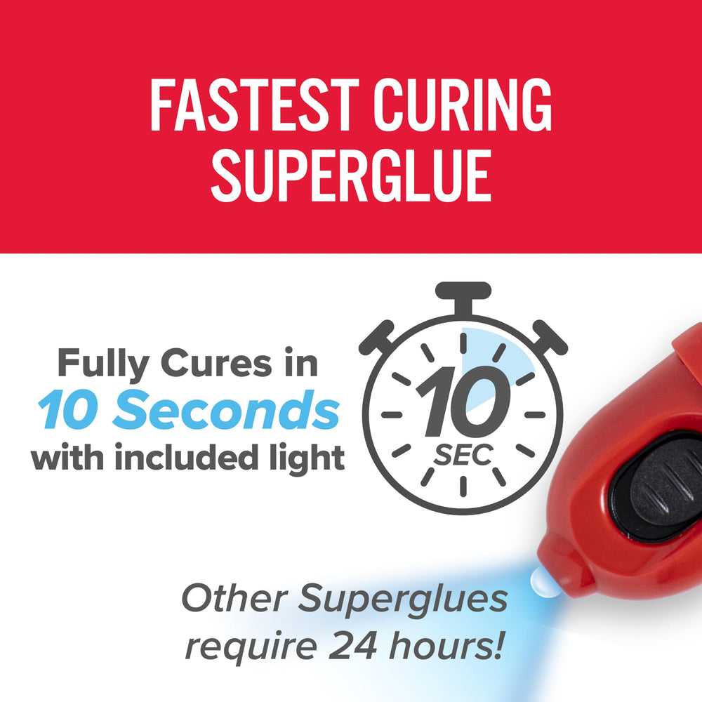 J-B Weld included blue LED light activating glue quickly for fast, strong bonds