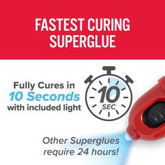 J-B Weld included blue LED light activating glue quickly for fast, strong bonds