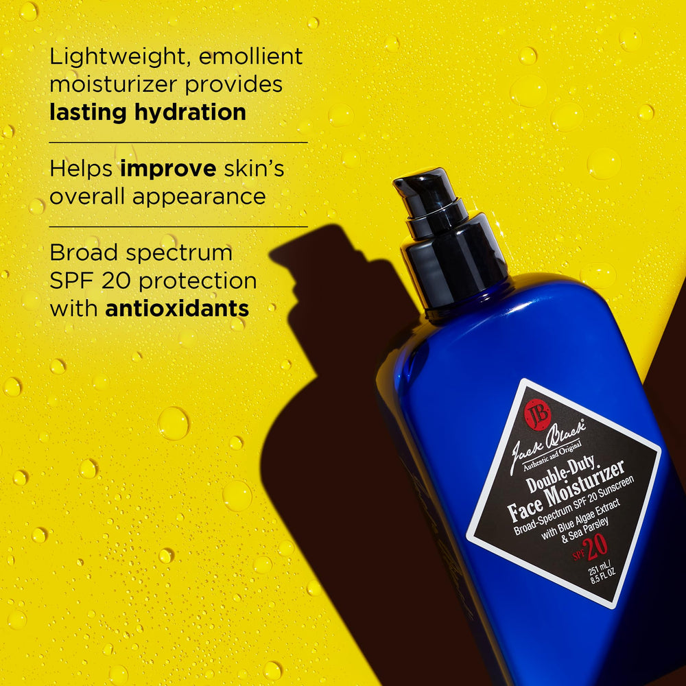 Jack Black 8.5 fl oz bottle beside common items showing true size benefit