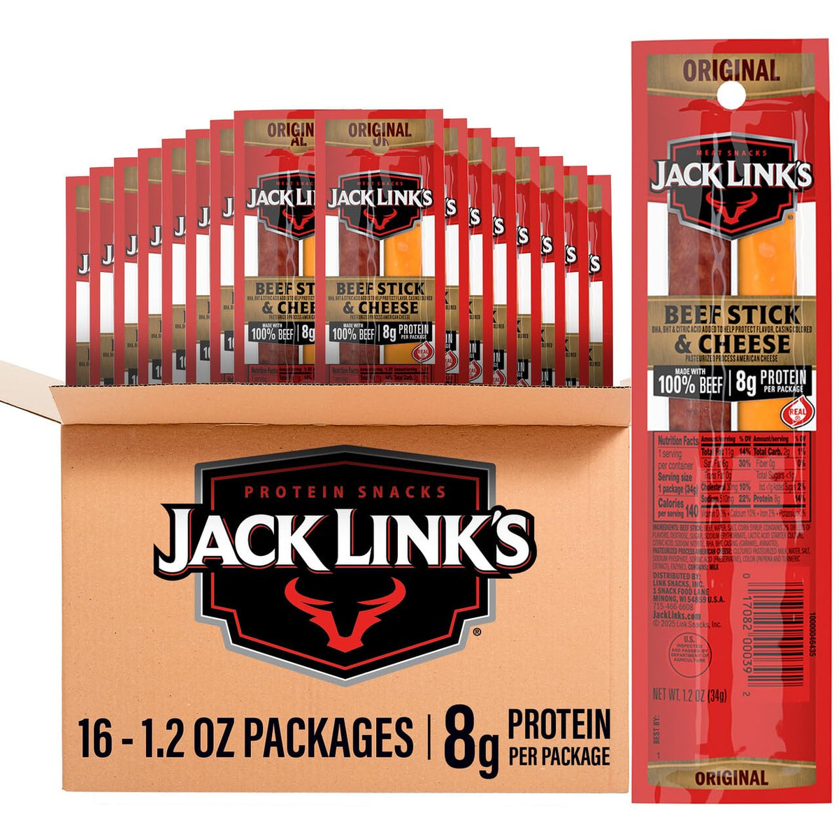 Jack Link's front packaging showing 16-pack convenience and portability