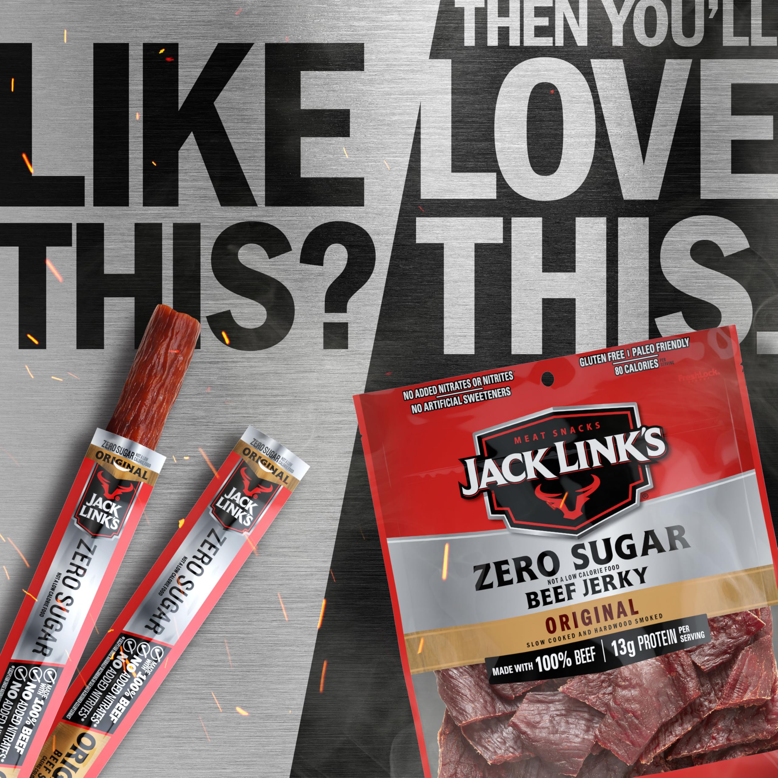 Open bulk box of Jack Link's sticks ready for pantry stocking
