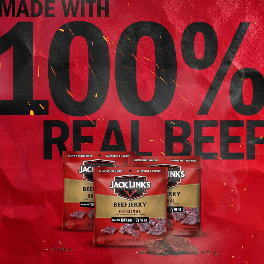 Jack Link's close-up of jerky texture showing tender, smoky meat