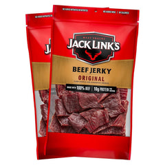 Jack Link's front packaging showing two resealable 9 oz bags and convenience