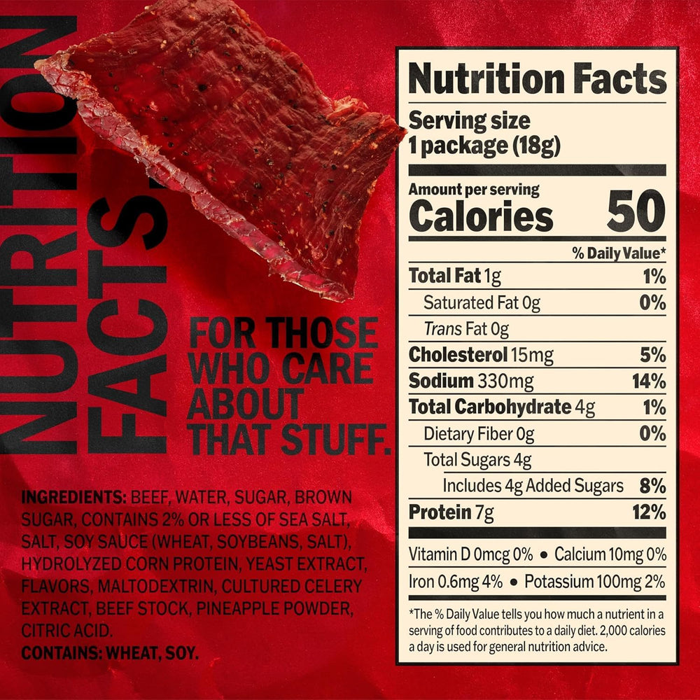 Jack Link's open single-serve bag with visible jerky ready to eat