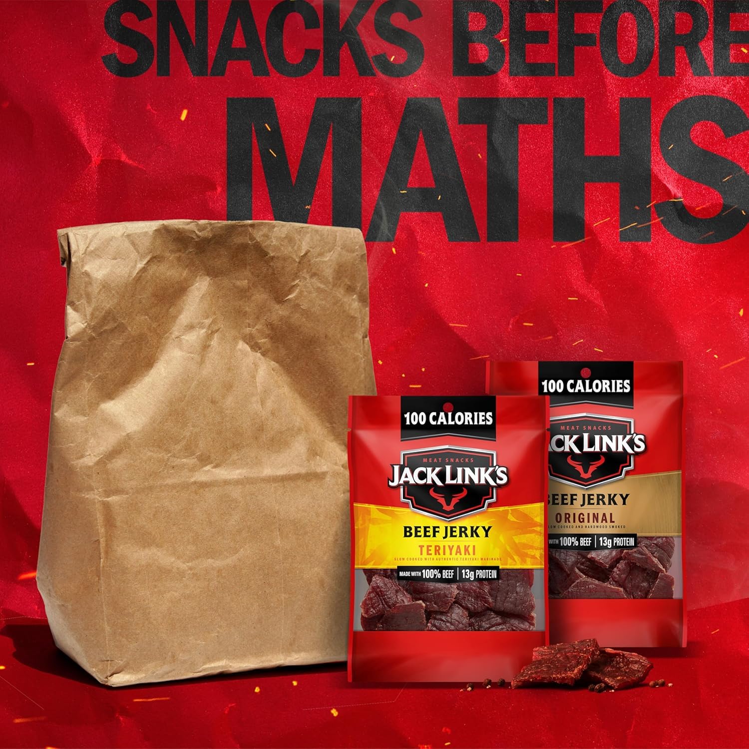 Jack Link's serving size next to a ruler illustrating compact single-serve portion