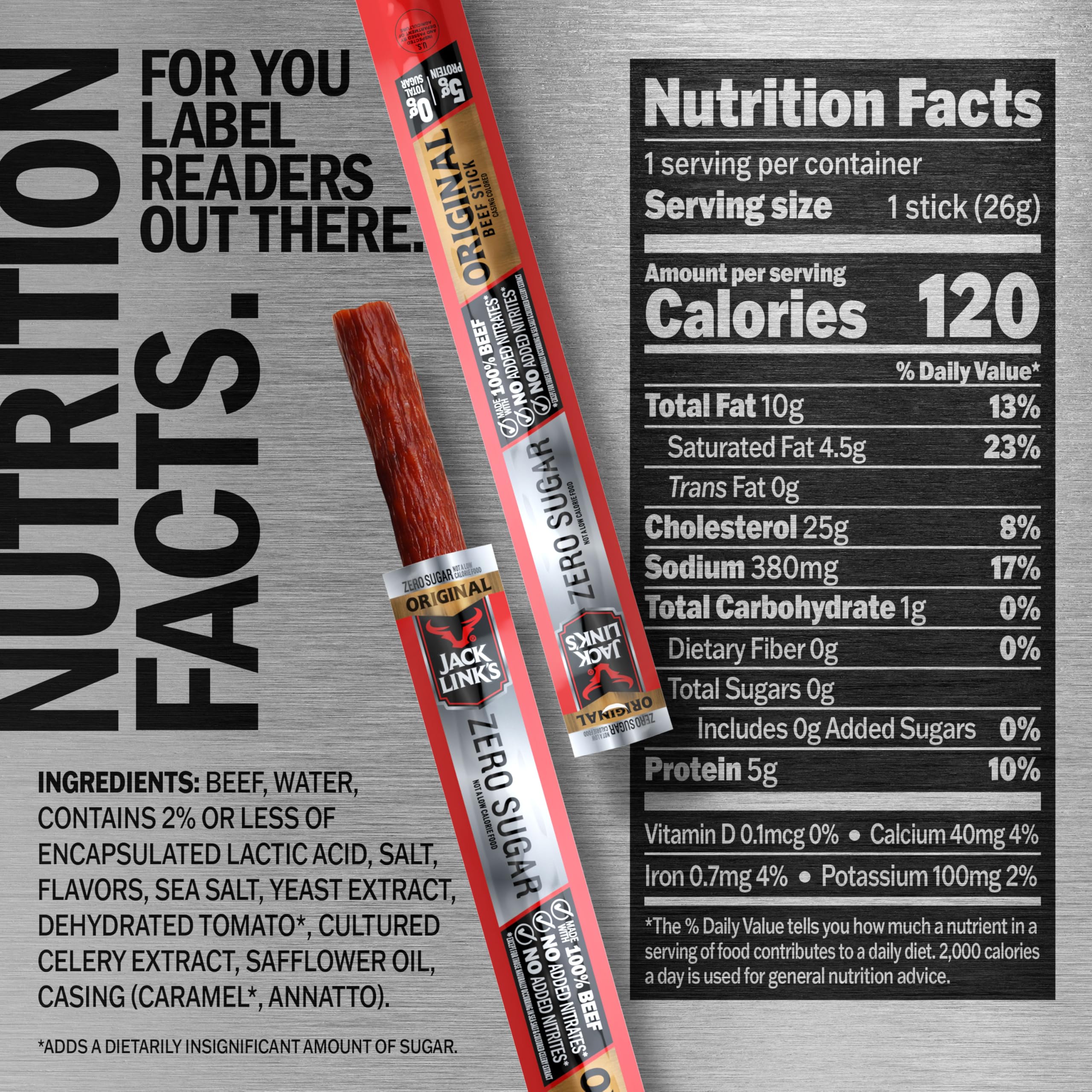 Jack Link's single stick unwrapped ready to eat and convenient