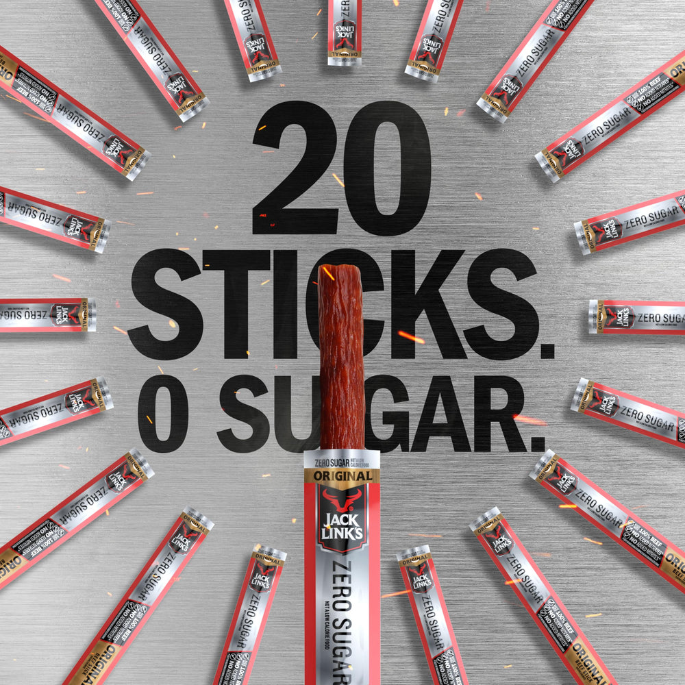 Jack Link's sticks on camping table offering durable travel snack