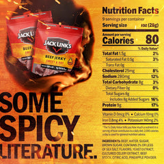 Jack Link's open bag revealing tender jerky strips ready to snack and energize