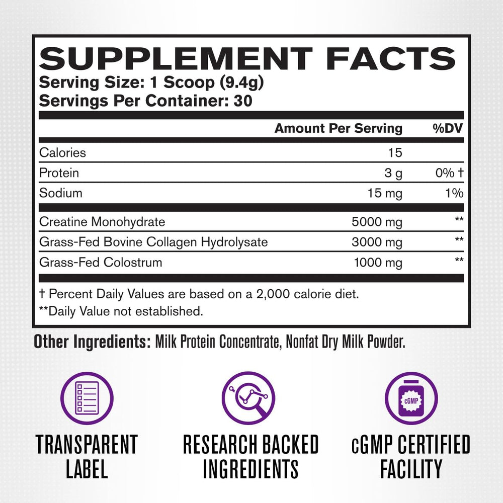 Nutrition facts and ingredient list on Jacked Factory label for transparency