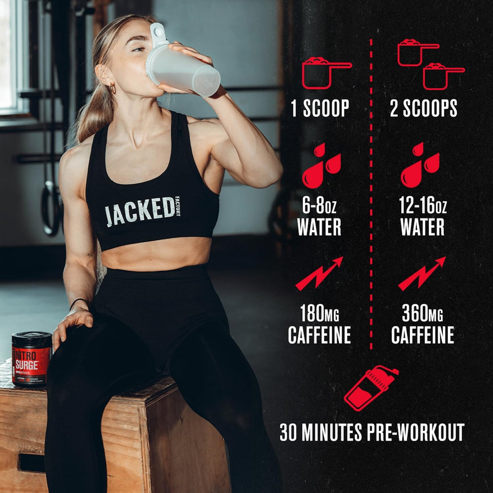 Jacked Factory tub next to a water bottle for scale to show container size