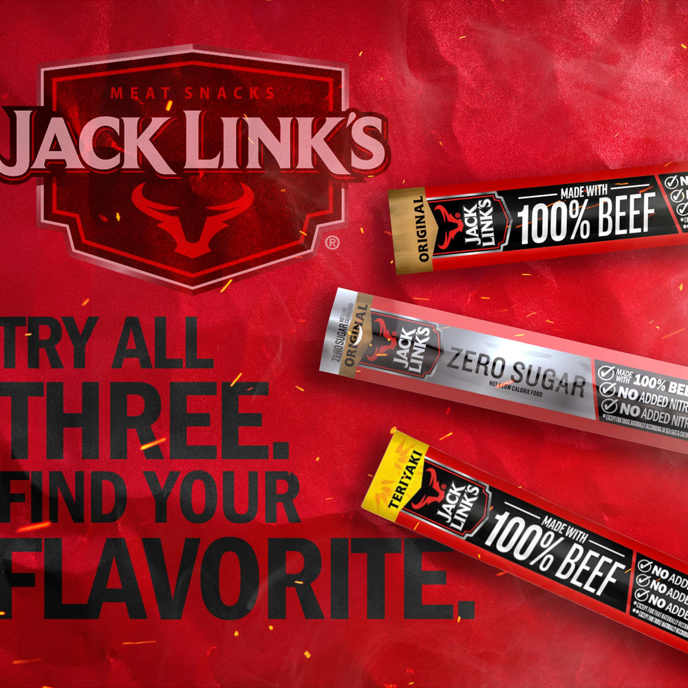 Jack Link's sticks packed in a backpack for portable protein