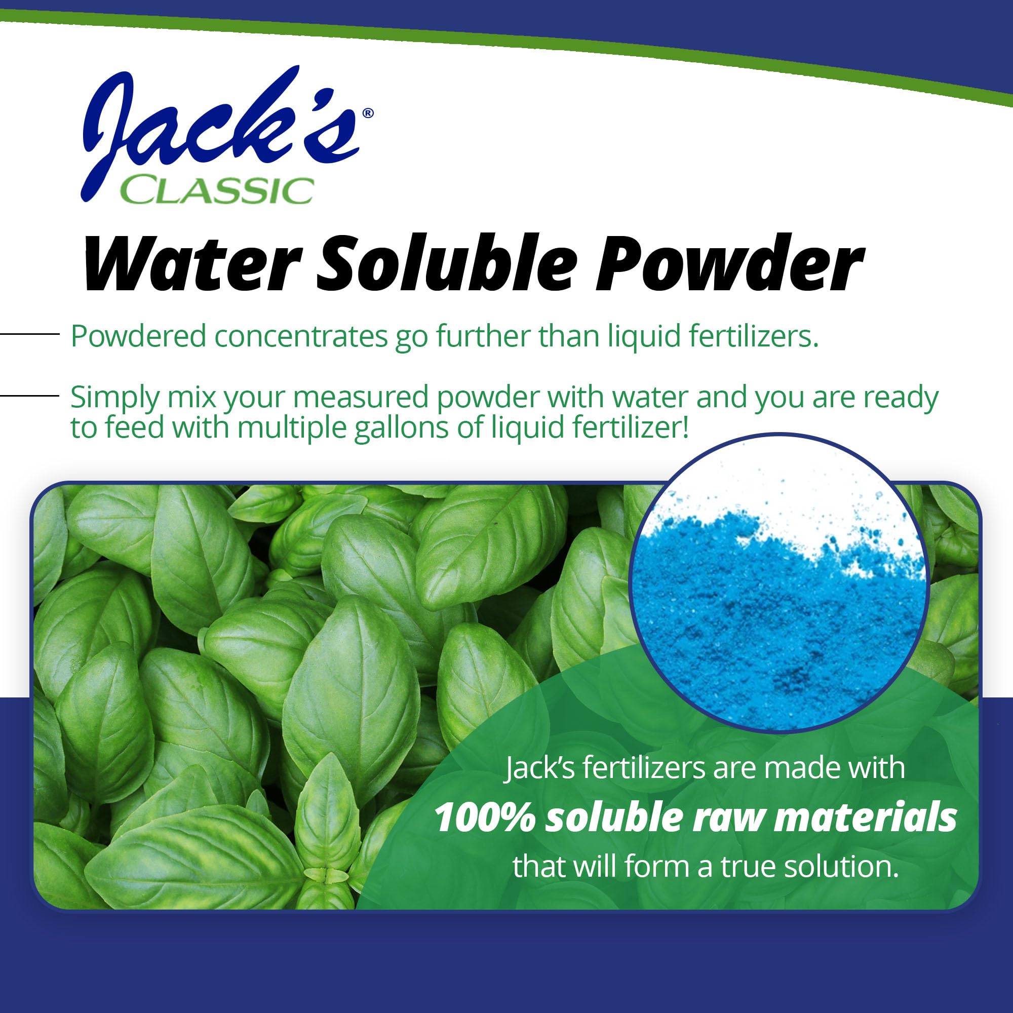 Jack's Classic foliar spray applied to leaves for quick nutrient absorption