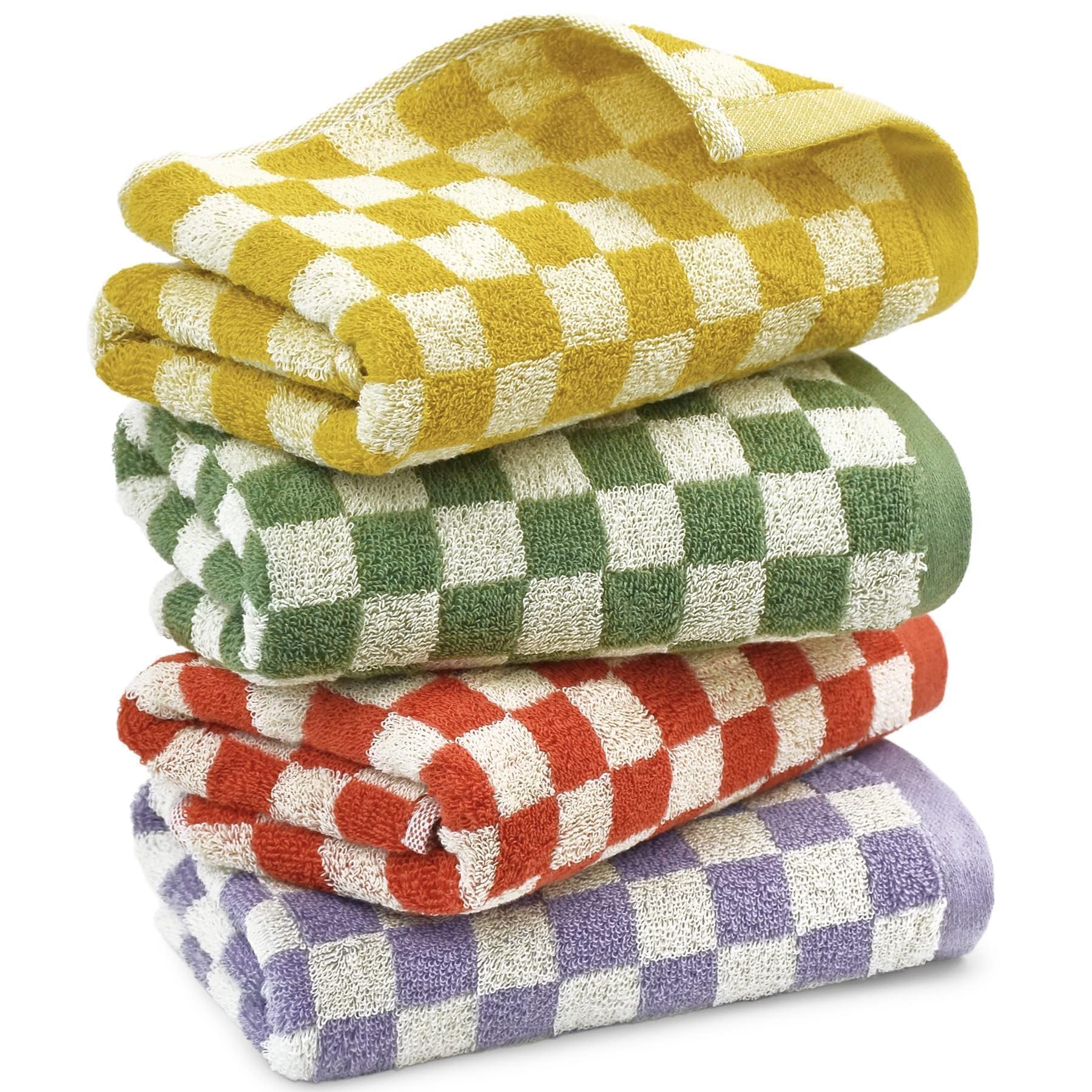 Jacquotha front view of folded 4-pack towels showing colors and packaging benefit