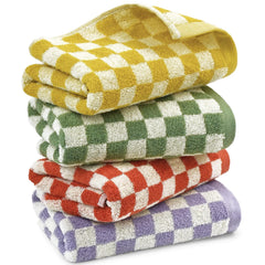 Jacquotha front view of folded 4-pack towels showing colors and packaging benefit