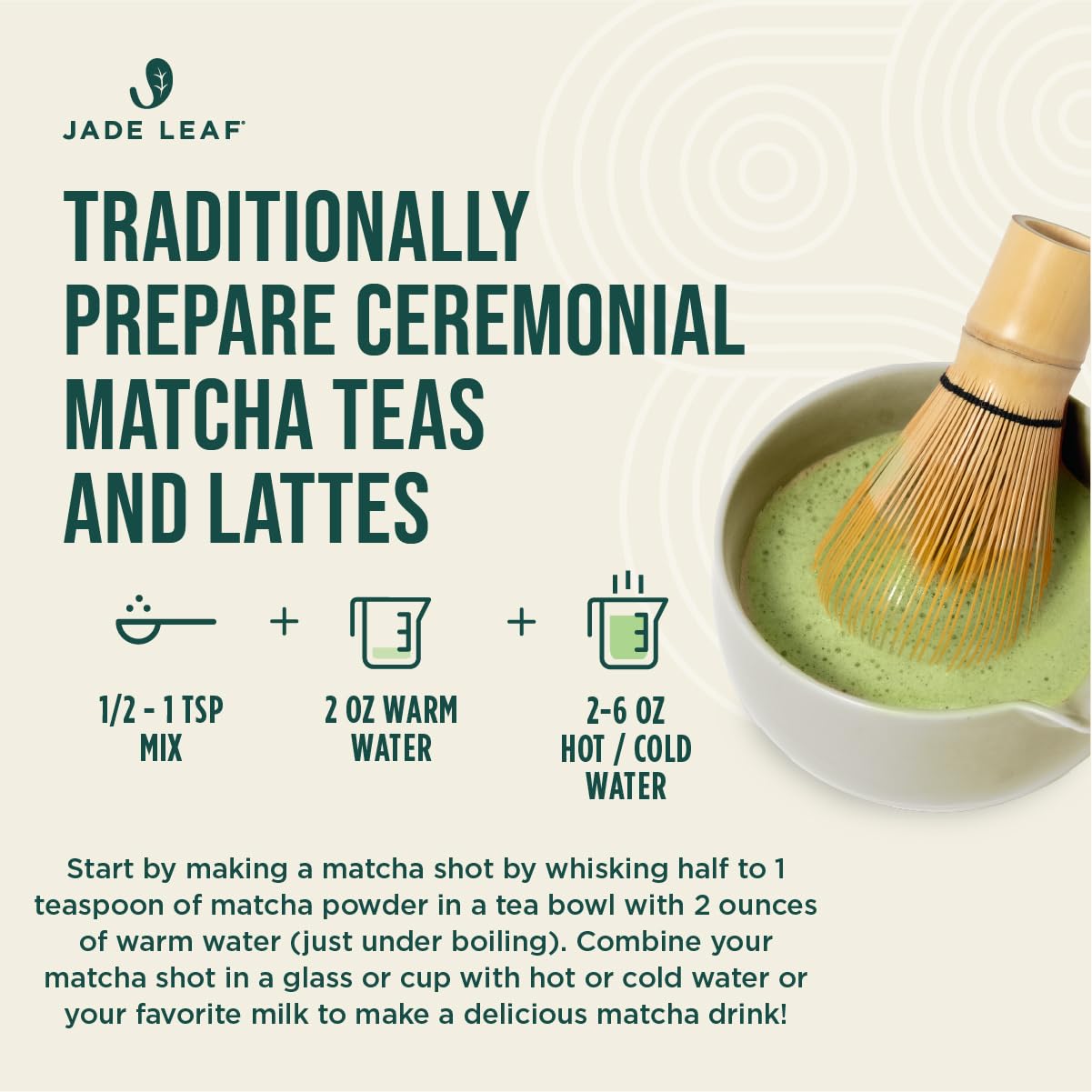 Jade Leaf lifestyle kitchen shot with matcha tools showcasing daily ritual