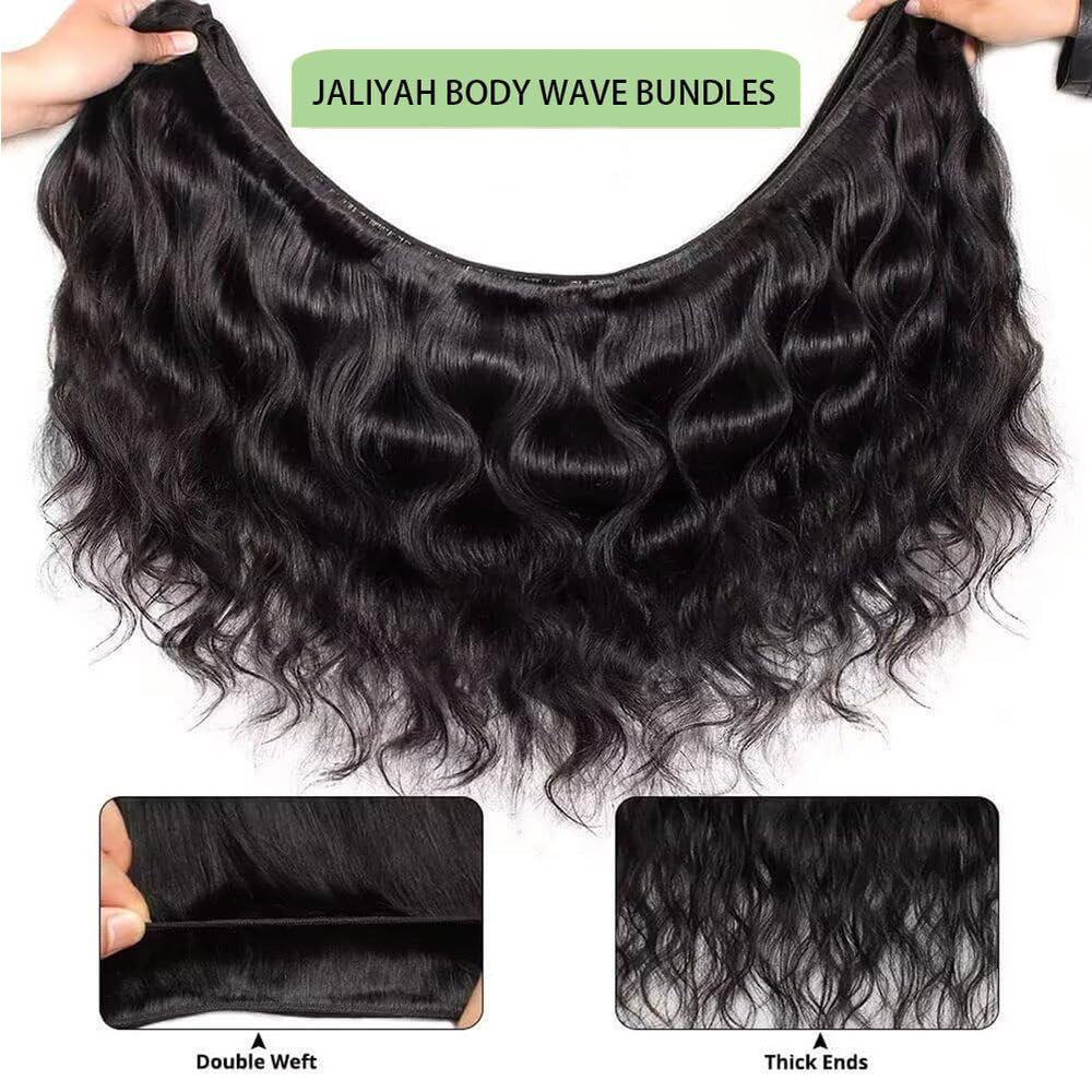 Jaliyah bundles laid out to compare 16,18,20,22 inch lengths for volume