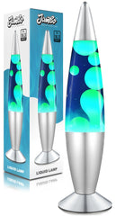 JAMBO front view blue glass lamp showing calming ambient glow