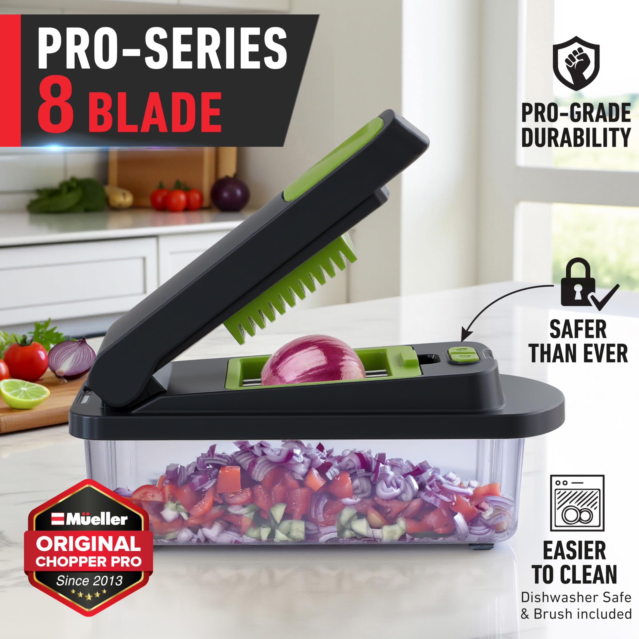 JANSKA MUELLER HOME closeup of eight stainless-steel blades showing precise cutting performance benefit