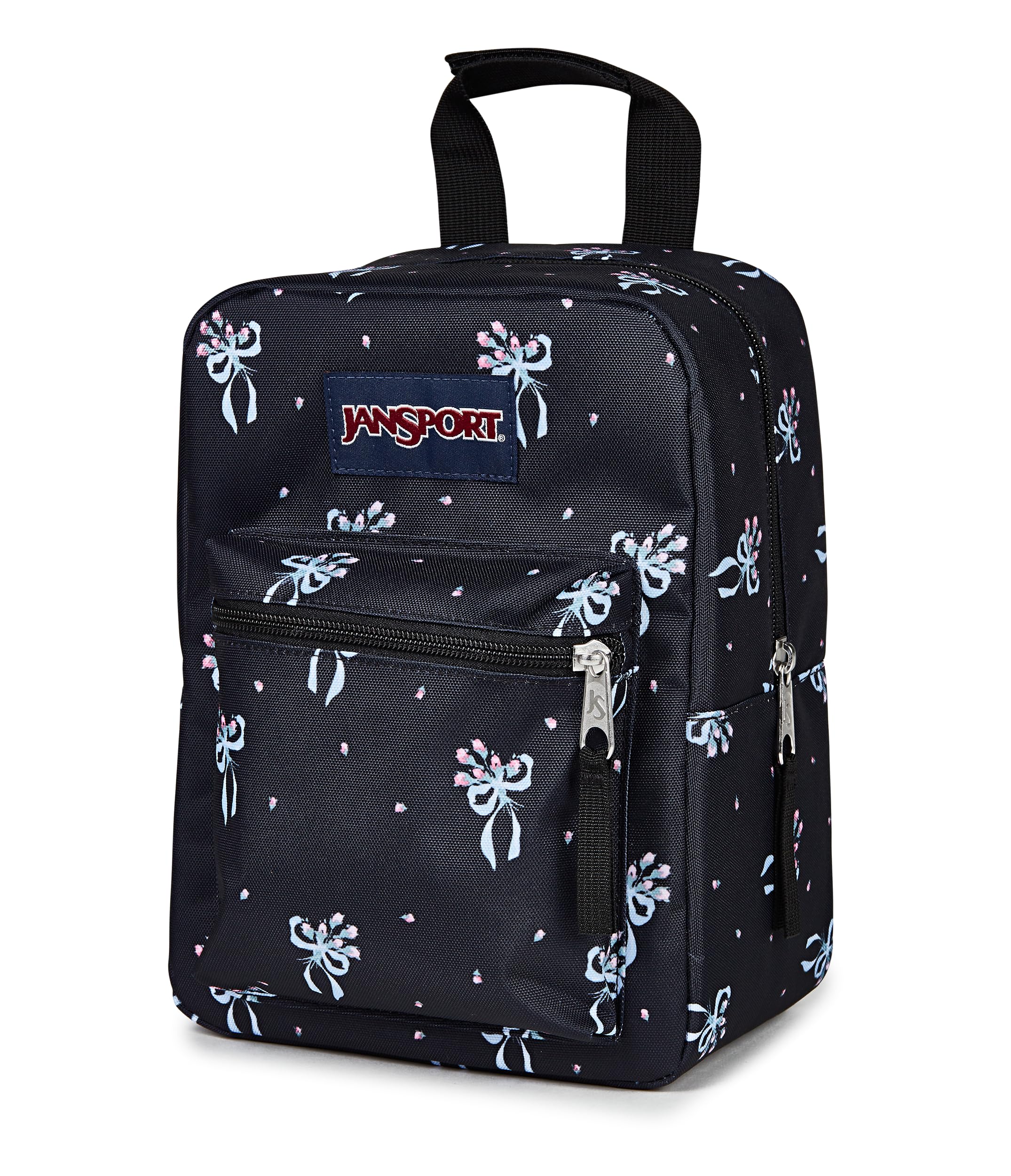 JanSport Big Break attached to backpack with haul strap showing hands-free carry convenience and compact size