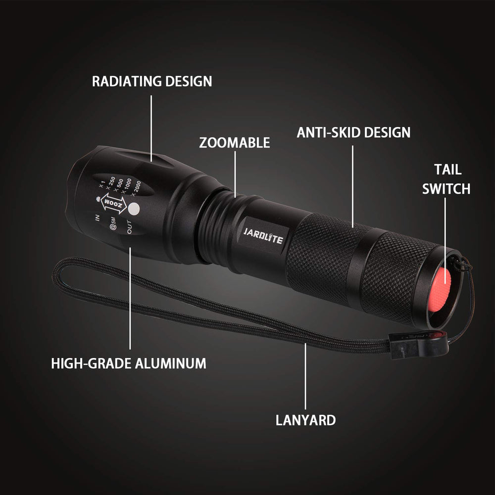 JARDLITE close-up of adjustable focus head demonstrating versatile beam control benefit