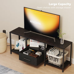 JARHETUN open shelves holding consoles and devices for easy access
