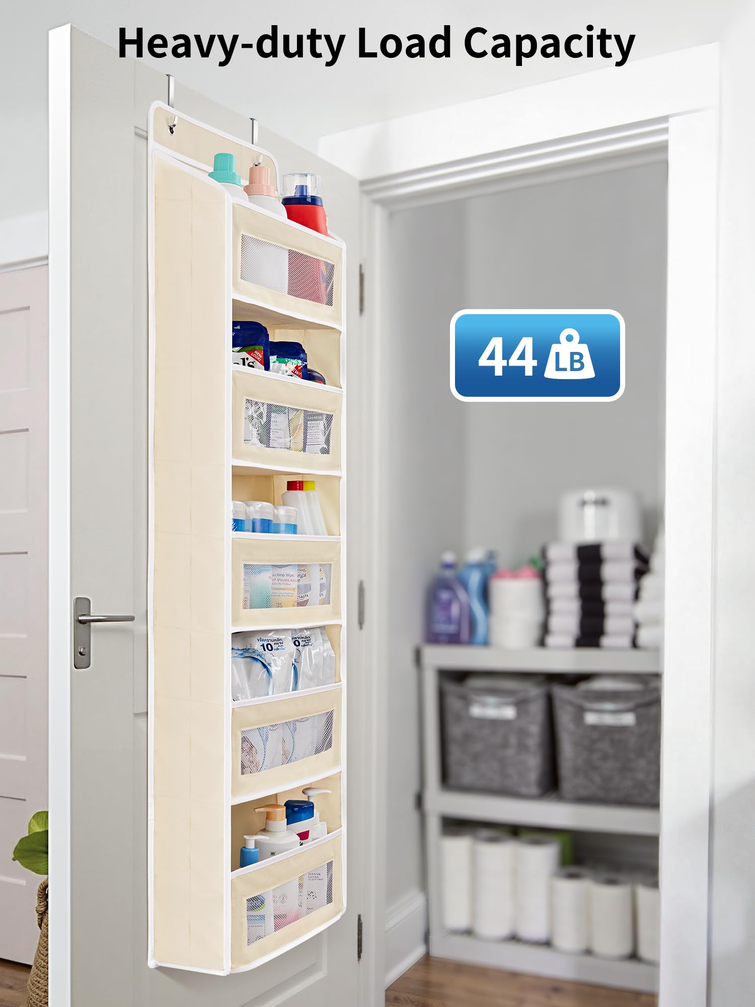 JARLINK in bathroom holding towels and toiletries for clutter-free benefit