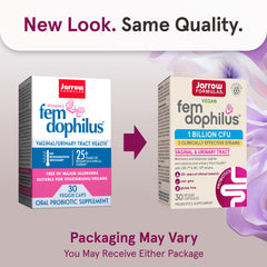 Close-up of a single Jarrow FemDophilus capsule highlighting smooth texture and portability